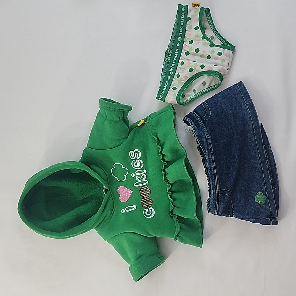 Build-A-Bear Girl Scout's 100 Year Anniversary Hoody Top Skirt And Panties Set
